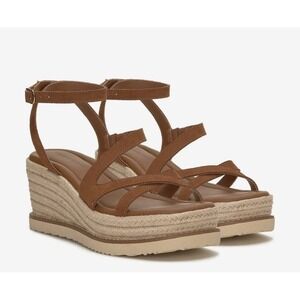 Lucky Brand Carolie Espadrille Wedge Sandals Nubuck Leather Ankle Strap Sz 8